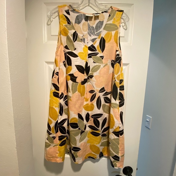 Rachel Zoe Women’s Linen Sleeveless Mini Dress V Neck Small Shift Tropical Beach - Picture 1 of 10